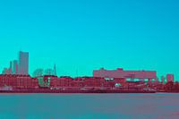 Rotterdam - Erasmusbrug en omgeving - in rood - groene tinten