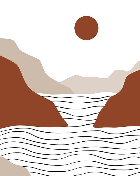 Abstract landschap in rood en beige van Studio Miloa