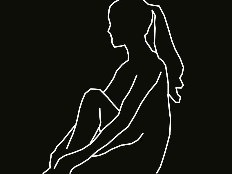 Abstract line drawing seated woman by Maurice Dawson