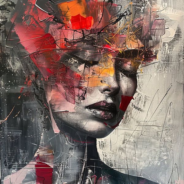 absurdes abstraktes Frauenporträt von Egon Zitter