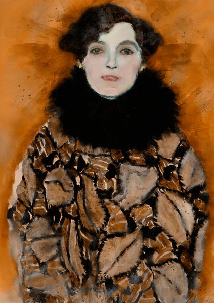 Porträt von Johanna Staude in Braun, nach einem Werk von Gustav Klimt von MadameRuiz
