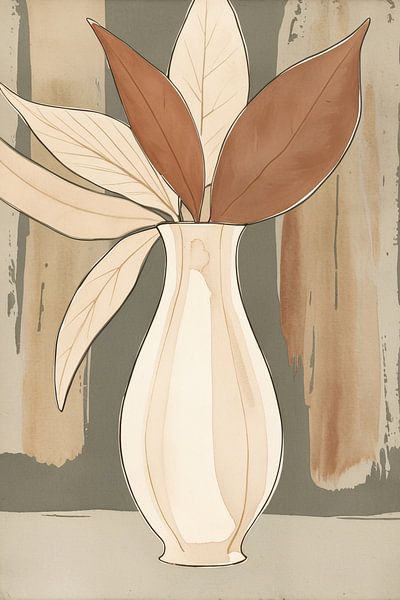 Stilleben mit Blättern in Vase von Imperial Art House