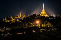 Die Shwedagon-Pagode bei Nacht, Yangon, Myanmar