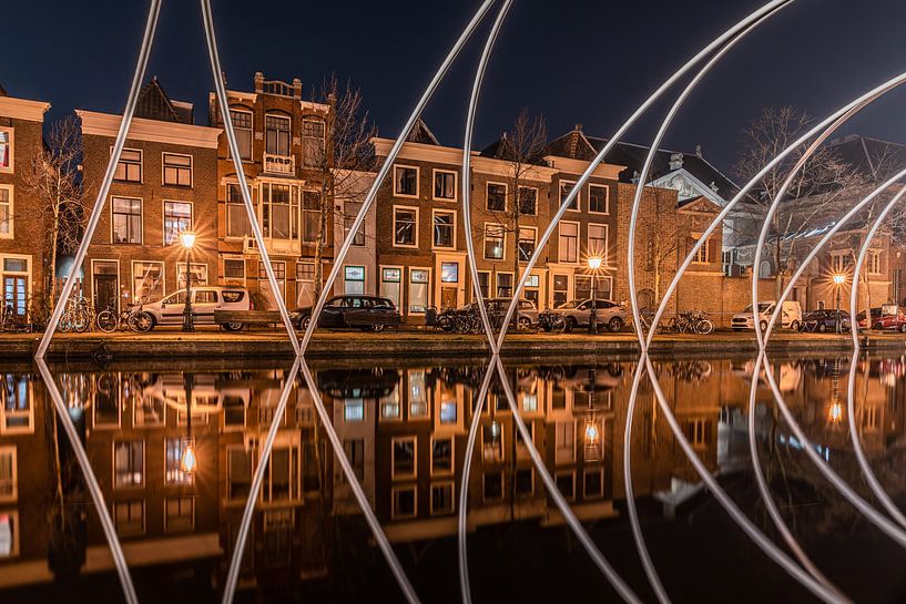 Ruhiger Abend auf der Alten Singel in Leiden von Jeroen de Jongh Fotografie