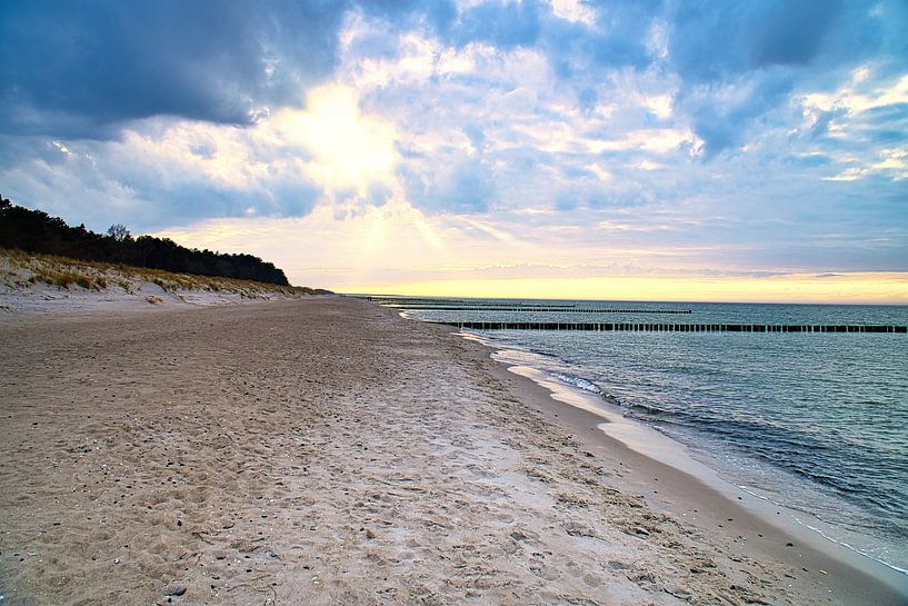 Épis à Zingst sur la mer Baltique, qui s'enfoncent dans la mer. par Martin Köbsch