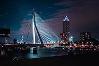 Erasmusbrücke Rotterdam bei Nacht.