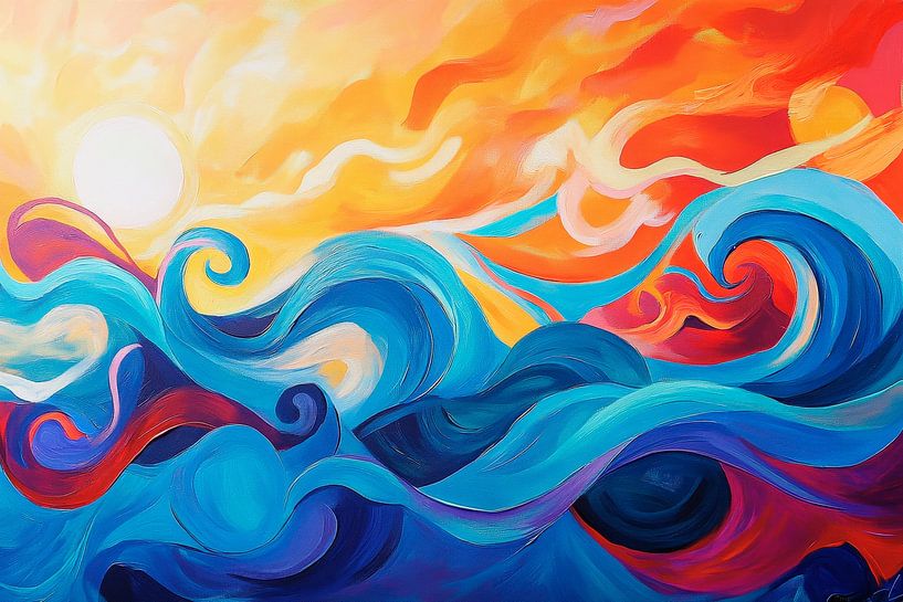 Fantasievolle Wellen im Sonnenlicht von Poster Art Shop