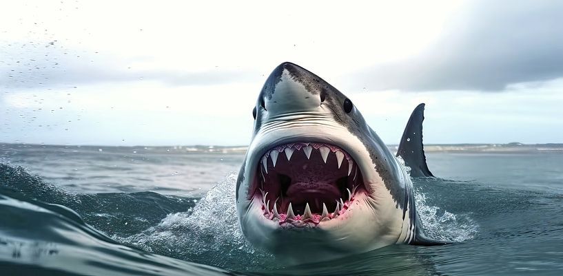 Scary Great White Shark Head by Frank Heinz