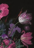 Opulent Baroque Flowers and tulips - black and pink