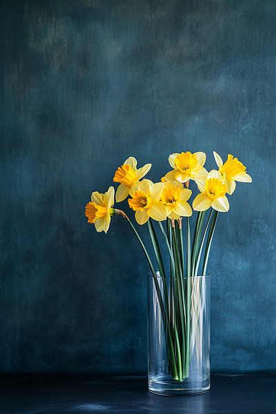 Jonquilles jaunes dans un vase en verre par Imperial Art House