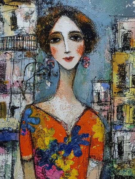 Women's Portrait in the City | Fresh Colours of the City by Abstract Painting