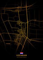 Veendam Stadtplan Modern Schwarz Gold