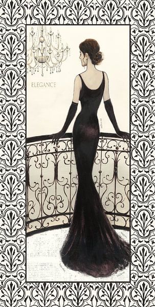 La Belle Noir avec Floral Border Cartouche, Emily Adams par Wild Apple