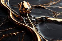 futuristische Tulpe aus glänzendem goldfarbenem Metall