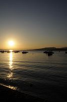 Coast in Croatia, Mediterranean bay, sunset