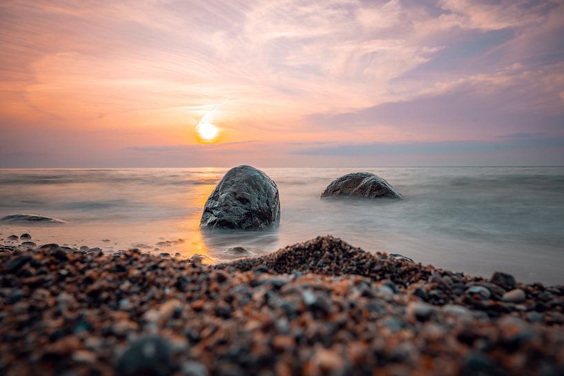 Sunset on the west beach near Ahrenshoop on the Baltic Sea. Fisc by Thilo Wagner