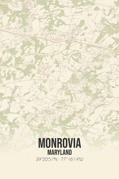 Carte ancienne de Monrovia (Maryland), Etats-Unis. par Affiches de lieux