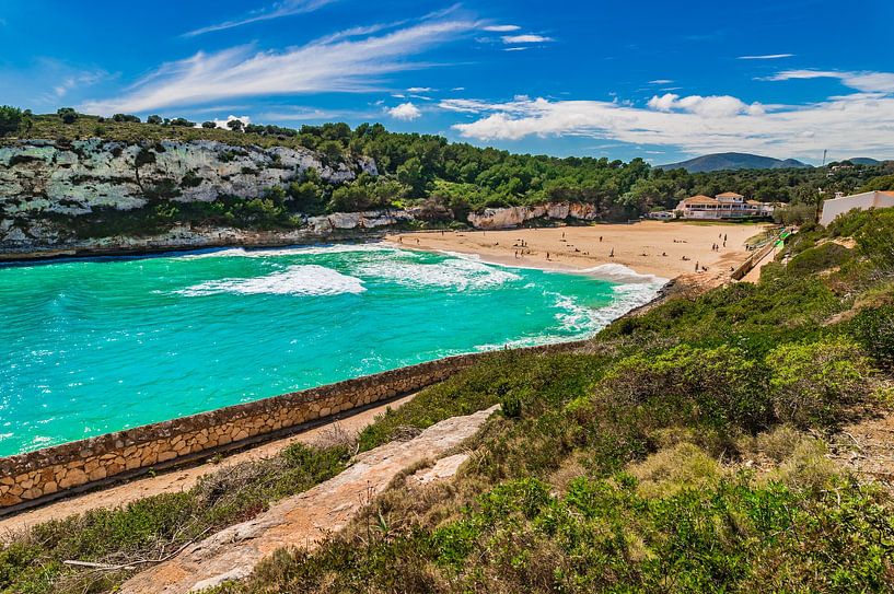 Beautiful bay beach Cala Romantica, s'estany d'en mas on Mallorca by Alex Winter