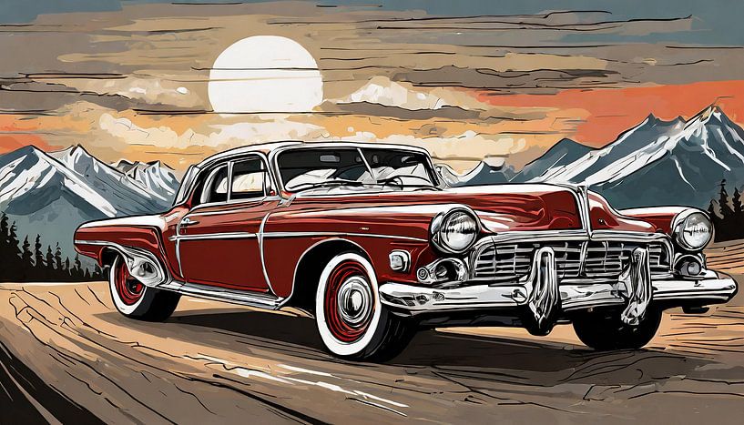 klassisches altes Muscle-Car auf der Straße, Kunstdesign von Animaflora PicsStock