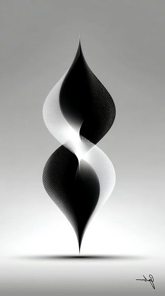 Monochrome Flow - Abstrakte Schwarz-Weiß-Kunst in Bewegung von Gelissen Artworks