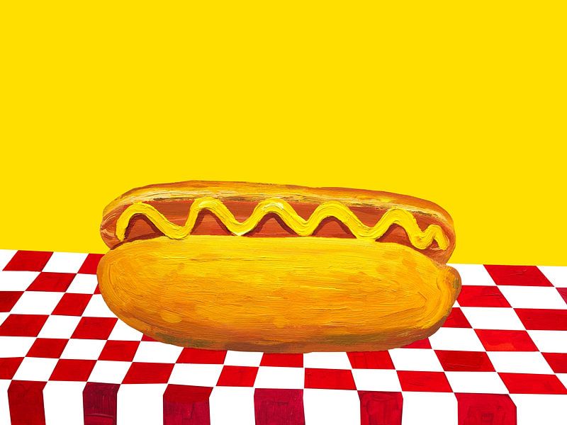Hot Dog With Mustard Red Check Yellow by Alice Straker