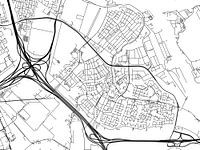 Karte von Ridderkerk in Schwarz ud Weiss