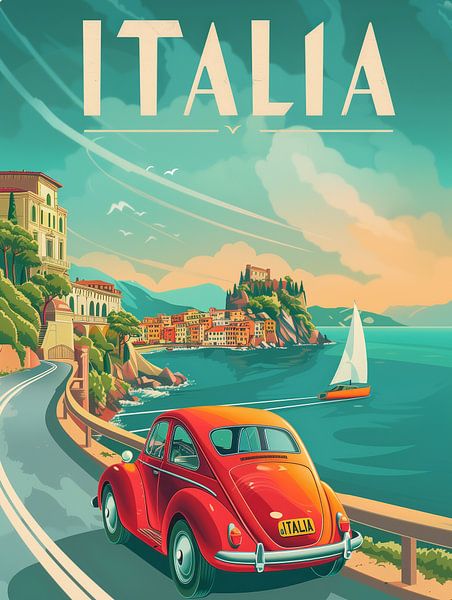Mediterranean Journey: Italian Riviera Retro Art by Travel Shop