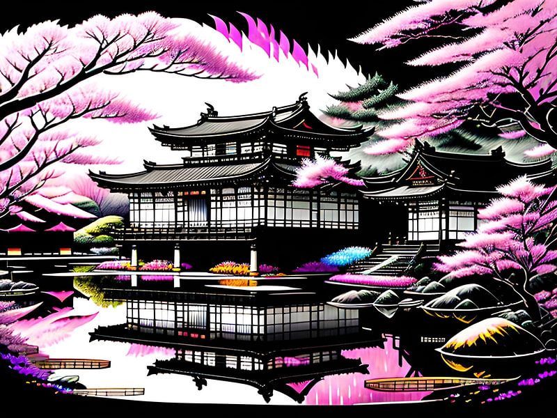 Ein Tempel im Blütenmeer: Die Schönheit der Kirschblüten von ButterflyPix