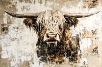 Schotse hooglander schilderij abstract