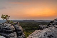 Sunset at Gohrisch in the Elbe Sandstone Mountains