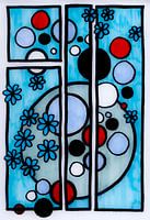 Grauer Kreis mit Punkten in Blau