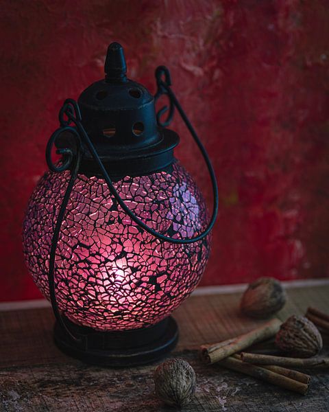 Lanterne d'ambiance en verre mosaïque par Inez VAN DE WEYER