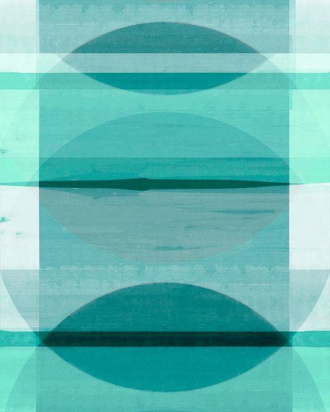 Abstrakte Bauhaus Formen Geometrie Cyan Grün von FRESH Fine Art
