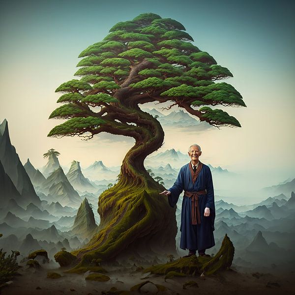 Japanese fantasy landscape by Ed van der Reek