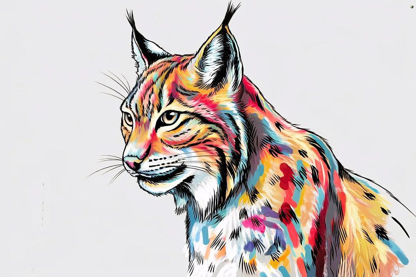 Colourful lynx illustration art by Art & Soul Creations