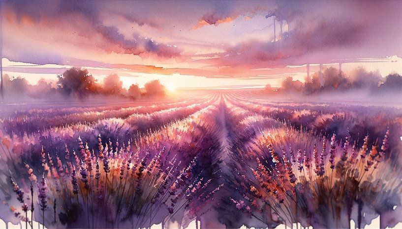 Die Umarmung der Morgendämmerung in den Lavendelfeldern von Chromatic Fusion Studio