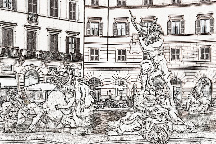 Fontaine de Neptune à Rome, Italie par Gunter Kirsch