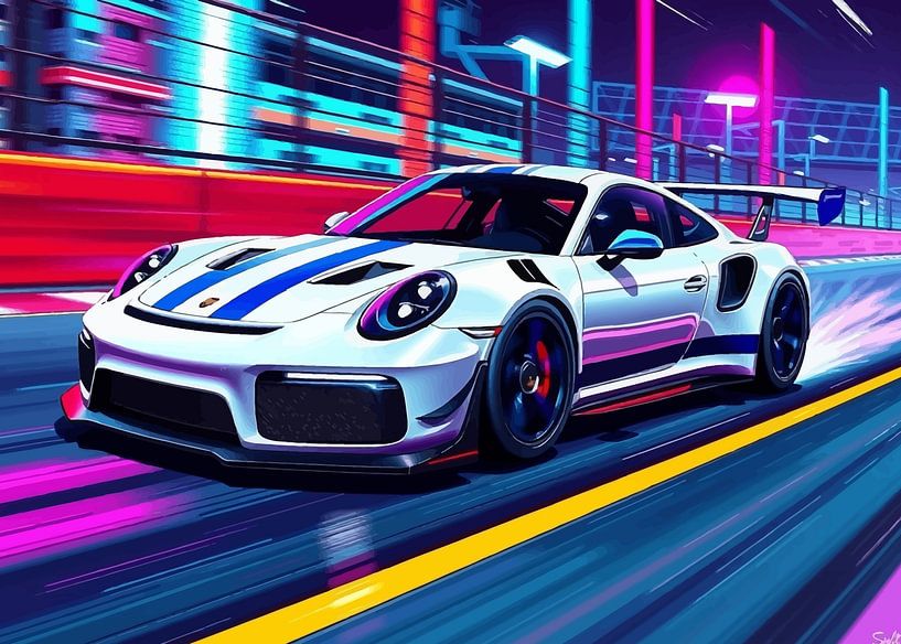 Porsche 911 GT3 RS Weiß und Blau gestreift von MIROKKU