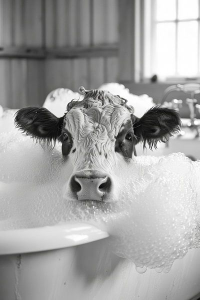 Casual cow in the bath - an original bathroom picture for your WC by Poster Art Shop