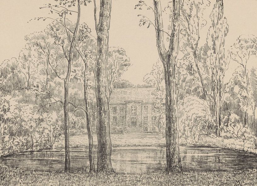 Simon Moulijn, Blick auf das Landhaus des Landguts Cromvliet. 1927 von Atelier Liesjes