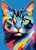 Chat Animal WPAP Pop Art Color Style
