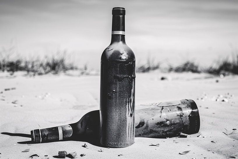 Leere Flaschen am Strand von Art & Soul Creations