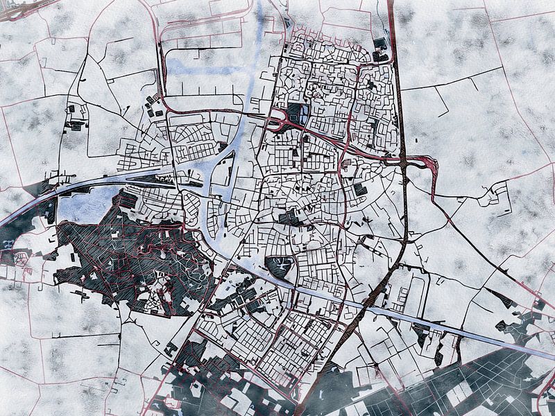 Carte de Oosterhout avec le style 'White Winter' par Maporia