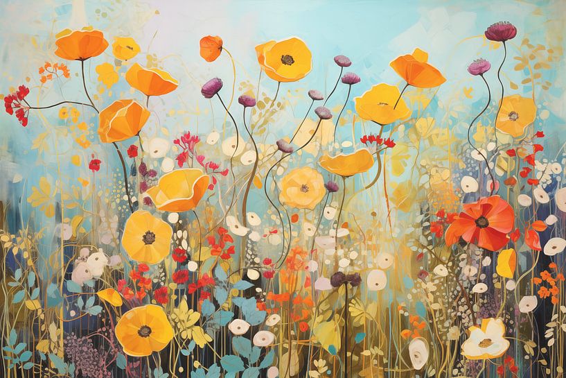 Blumenfeld mit Mohnblumen von Caroline Guerain