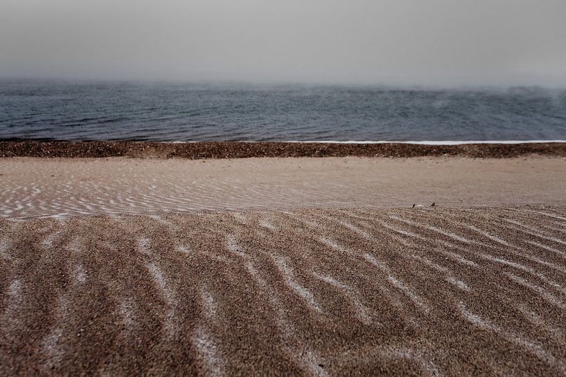 Gloomy tricolor sandy snowy shore of Lake Baikal by Michael Semenov