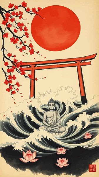 Bouddha / Boeddha Art japonais Sumi-e par MIROKKU