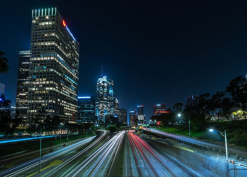 Downtown Los Angeles bei Nacht von Remco Piet
