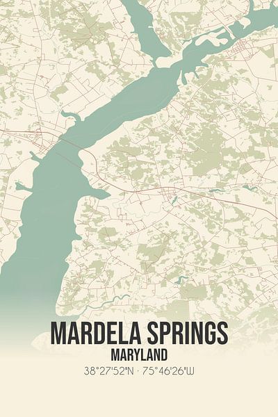 Carte ancienne de Mardela Springs (Maryland), USA. par Affiches de lieux