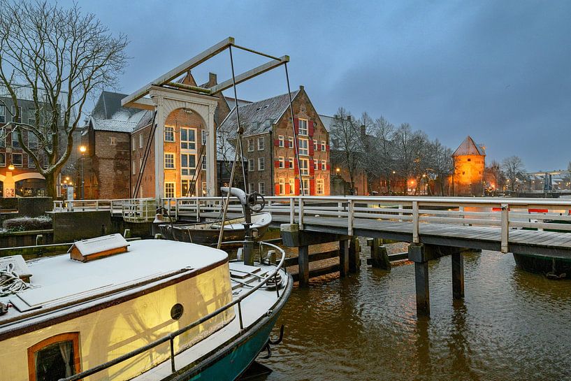 Zwolle snowy Thorbeckegracht during a cold winter morning by Sjoerd van der Wal Photography