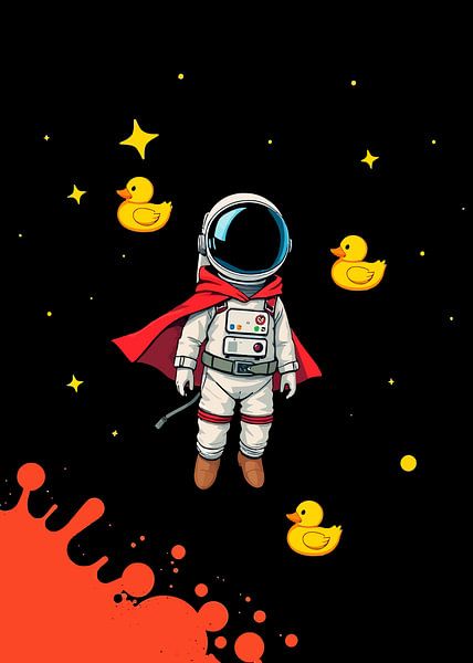 Funny Astronaut and Ducks by MIROKKU